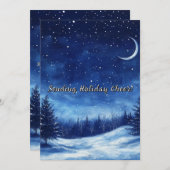 冬の夜の水色クリスマスシーズンの休日 シーズンカード (正面/裏面)