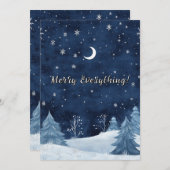 冬の夜の水色クリスマスシーズンの休日 シーズンカード (正面/裏面)