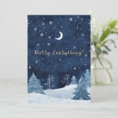 冬の夜の水色クリスマスシーズンの休日 シーズンカード (スタンド正面)