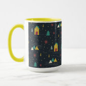 冬の夜の雪が小さな家に踊る マグカップ (左)