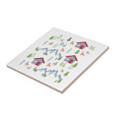 冬の夜の鹿の森キャビンのパターンII タイル (側面)