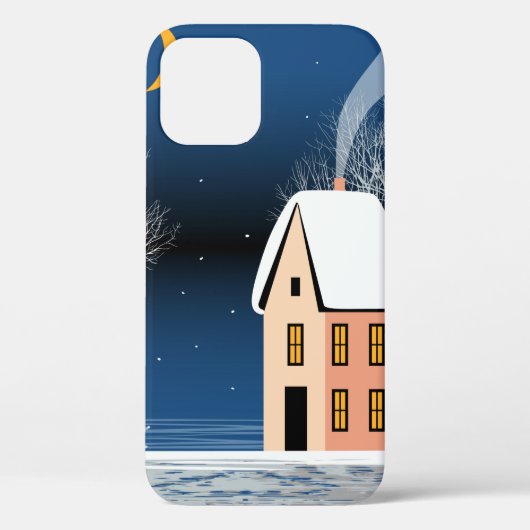 冬の夜景こぢんまりした家、いろんな木々。 Case-Mate iPhoneケース (裏面)