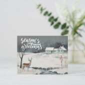 冬の夜景の鹿シーズンの挨拶 シーズンポストカード (スタンド正面)