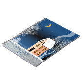 冬の夜景。居心地の良い家、さまざまな木々。 ノートブック (左側)