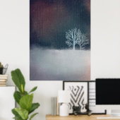 冬の夜白い雪の木 ポスター (ホームオフィス)