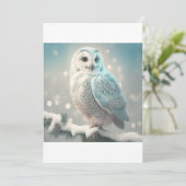 冬の夜雪フクロウ、クリスマスTシャツ シーズンカード (スタンド正面)