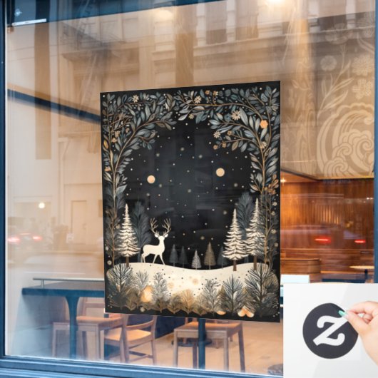 冬の夜 ウィンドウサイン (カフェ窓)