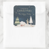 冬の夜 | エレガントなゴールドのクリスマス　サンキュー スクエアシール (バッグ)