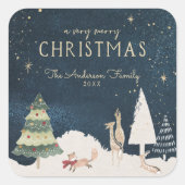 冬の夜 |エレガント金ゴールドクリスマス スクエアシール (正面)