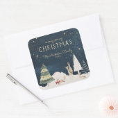 冬の夜 |エレガント金ゴールドクリスマス スクエアシール (封筒)