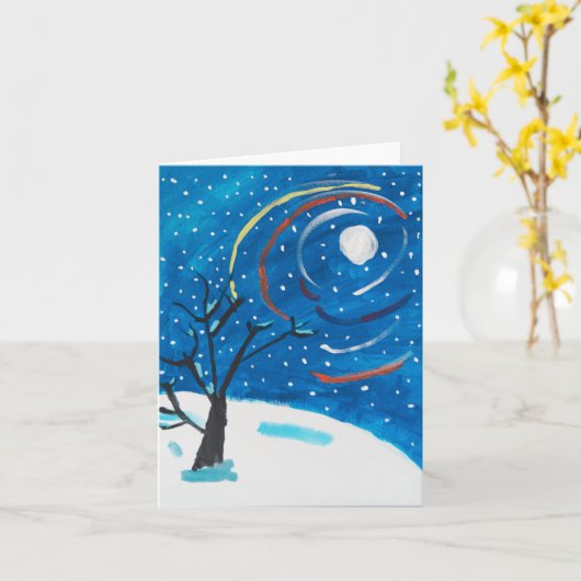 冬の夜 カード (黄色い花)