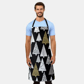 冬の夜：金ゴールド – 銀色の木。 エプロン (着用した状態)