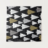 冬の夜：金ゴールド – 銀色の木。 タペストリー (正面(横))