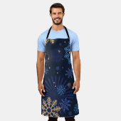 冬の夜：青いスノーフレークのパターン。 エプロン (着用した状態)