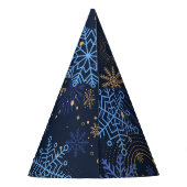 冬の夜：青いスノーフレークのパターン。 パーティーハット (裏面)