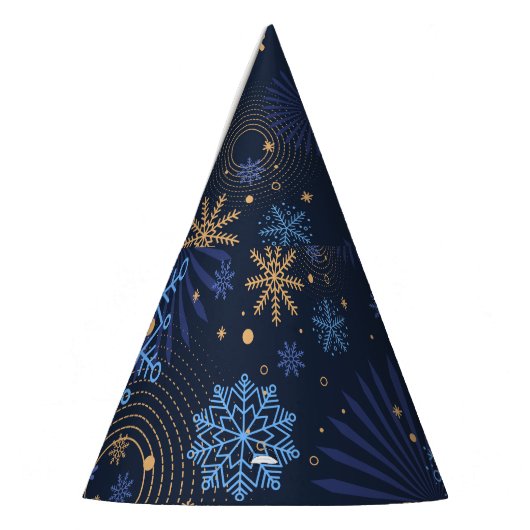 冬の夜：青いスノーフレークのパターン。 パーティーハット (左)