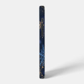 冬の夜:青い雪の結晶のパターン。 iPhoneケース (左側面)