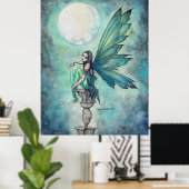 冬の夢の妖精ファンタジーアート水彩アクリル ポスター (ホームオフィス)
