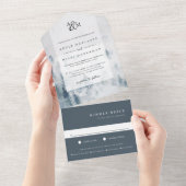 冬の夢想モノグラム結婚ズ オールインワン招待状 (貼ってはがせる)