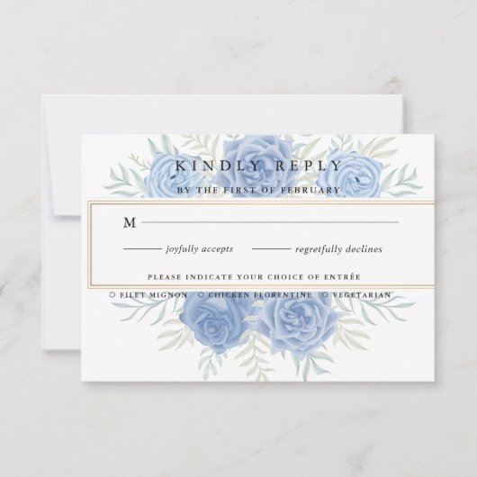 冬の夢想食事の選択RSVPカード 出欠カード (正面)