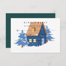 冬の夢想食事の選択RSVPカード 出欠カード