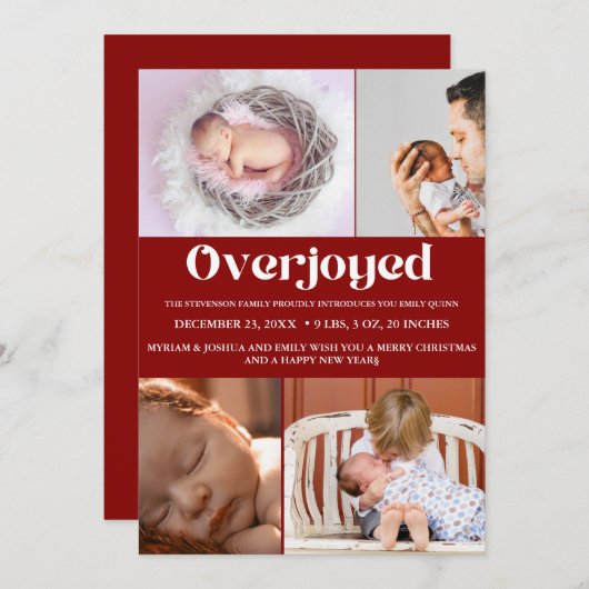 冬の大喜びホリデークリスマスフォト誕生 案内状 (正面/裏面)