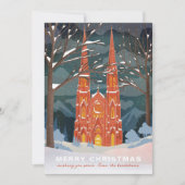 冬の大聖堂の図解入りの、写真付きのクリスマス シーズンカード (正面)