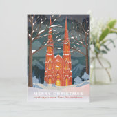 冬の大聖堂の図解入りの、写真付きのクリスマス シーズンカード (スタンド正面)