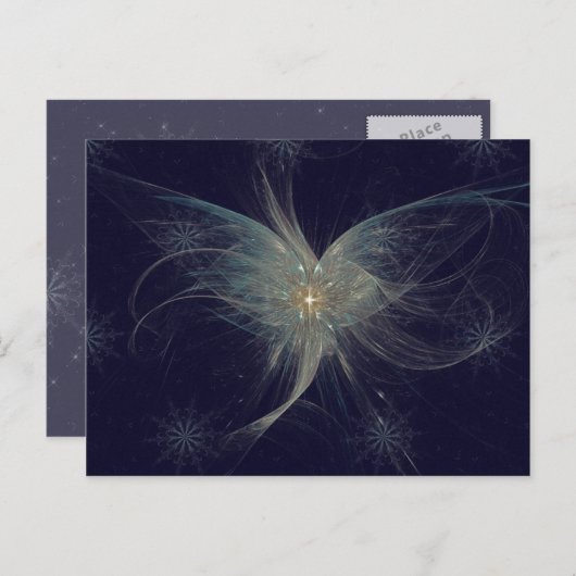 冬の天使のフラクタルアート シーズンポストカード (正面/裏面)