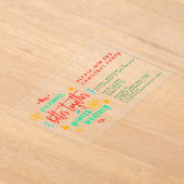 冬の天気のクリスマスに一緒にいつも良い アクリル招待状 (レイダウン)