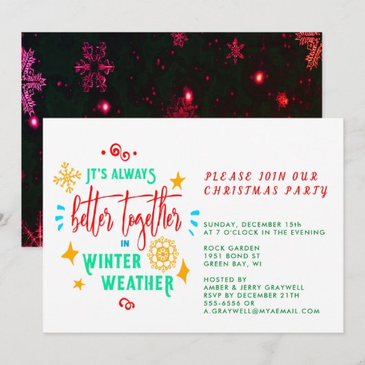 冬の天気のクリスマス Xmas、ZPR で常に一緒に、最高の時間 招待状 (正面/裏面)