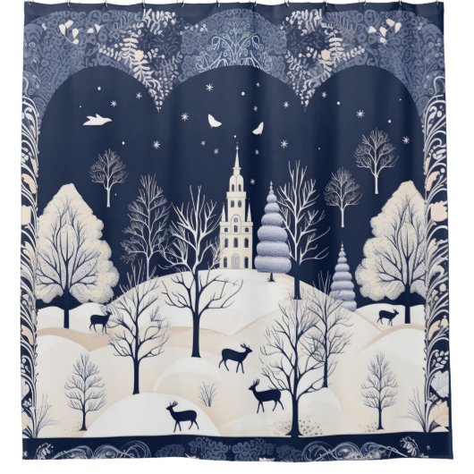 冬の太陽の暖かさ シャワーカーテン (正面)