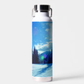 冬の太陽の雪の高山風景 ウォーターボトル (正面)