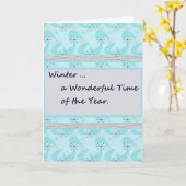 冬の夫・ブルーの雪のかけらのための記念日 カード (黄色い花)