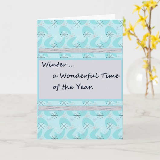 冬の夫・ブルーの雪のかけらのための記念日 カード (黄色い花)