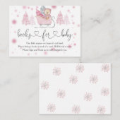 冬の女の子のクマの本ベビー囲いカード エンクロージャーカード (正面/裏面)