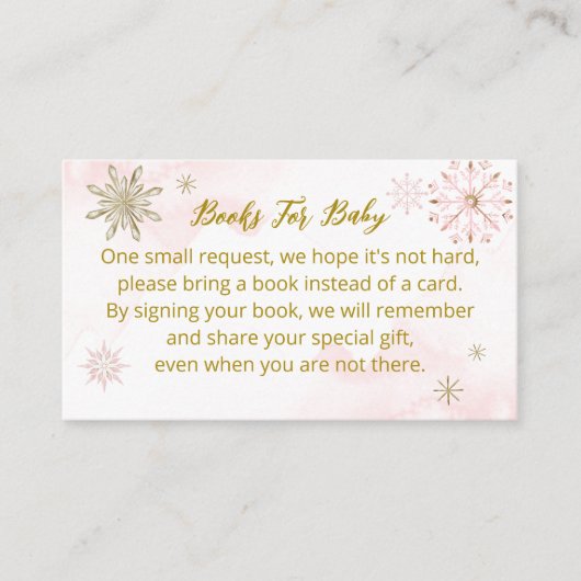 冬の女の子のベビーシャワーのための本 エンクロージャーカード (正面)