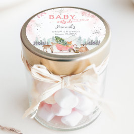 冬の女の子のベビー外の冷たいシャワーの好意 ラウンドシール