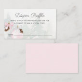 冬の女の子の赤ちゃんシャワーおむつラッフル エンクロージャーカード (正面/裏面)