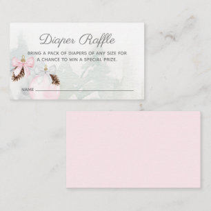 冬の女の子の赤ちゃんシャワーおむつラッフル エンクロージャーカード