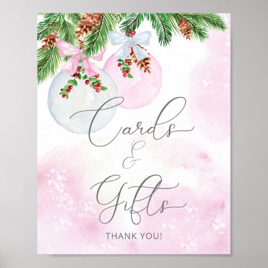 冬の女の子の赤ちゃんシャワーカードとギフトポスター ポスター (正面)