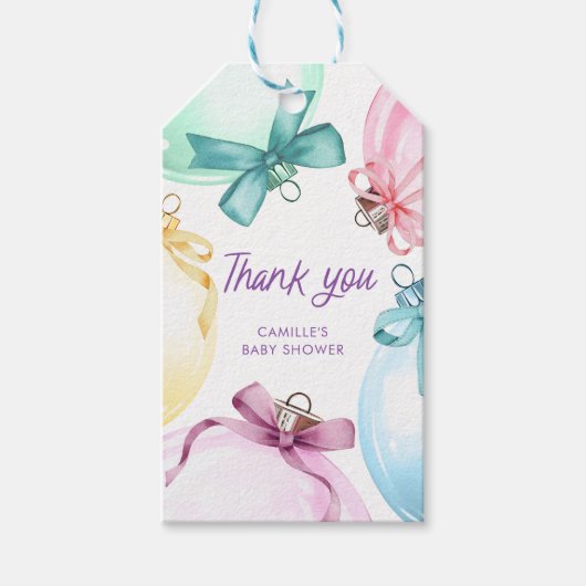 冬の女の子の赤ちゃんシャワー ギフトタグ (正面)