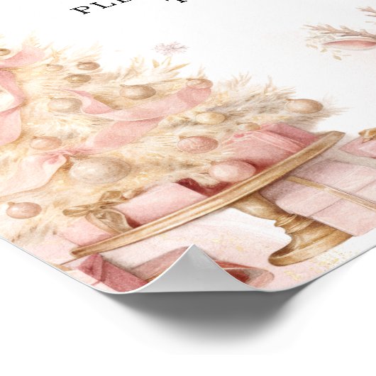 冬の女の子の鹿のベビーは甘い治療を取る ポスター (角)