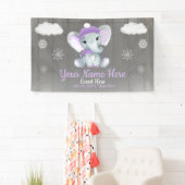 冬の女の子エレファントバックプルスノーフレーク 横断幕 (インサイチュ)