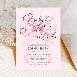 冬の女の子ベビーシャワーベビー外は寒い 招待状