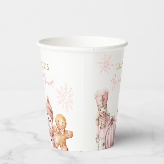 冬の女エレガントの子の赤ちゃんシャワー 紙コップ (右)