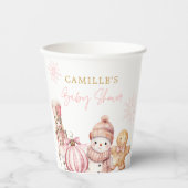 冬の女エレガントの子の赤ちゃんシャワー 紙コップ (正面)