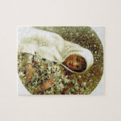 冬の女ビクトリアンの子ホリーベリーブランチ雪 ジグソーパズル (横)