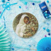 冬の女ビクトリアンの子ホリーベリーブランチ雪 ペーパープレート (パーティー)