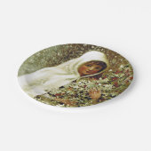 冬の女ビクトリアンの子ホリーベリーブランチ雪 ペーパープレート (アングル)